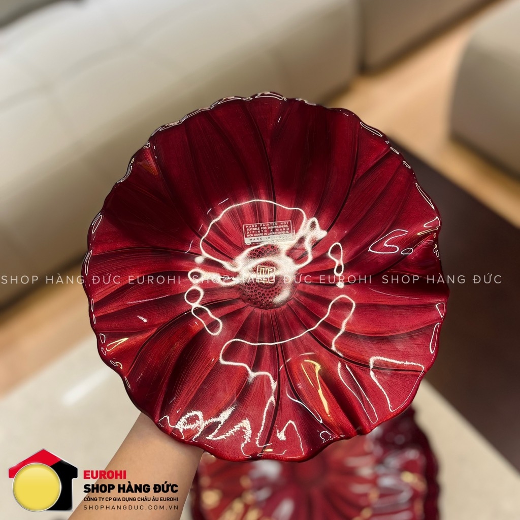 Đĩa pha lê IVV Magnolia hoa đỏ 22cm (P/IT/IVV/5332.1/220/R)
