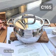 Nồi quai vuông C165 Chockmen 18cm 2.5L, inox 18/10, model: CKM-YH3L18T