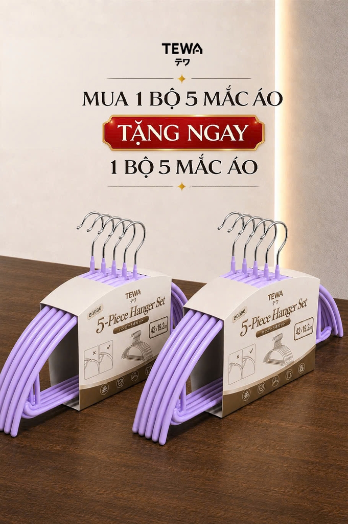 Set 10 mắc quần áo Tewa màu tím (80086-PU)