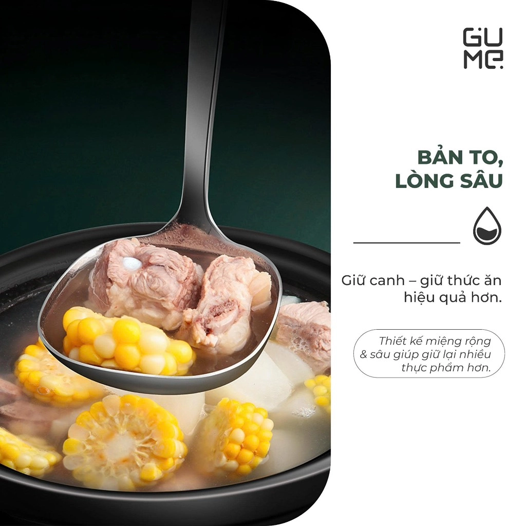 Muôi thủng dáng vuông inox 316 Gume 30cm GM-D2201