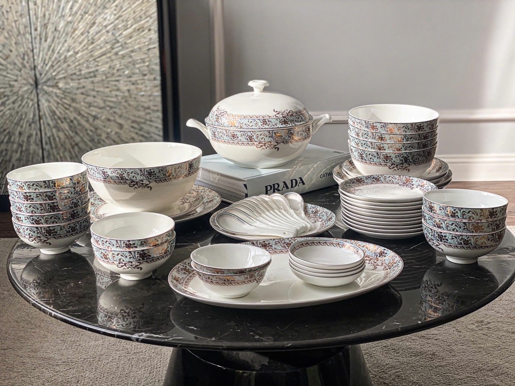 Bộ bát đĩa sứ xương Hoa xanh Imperialondon (50 món)