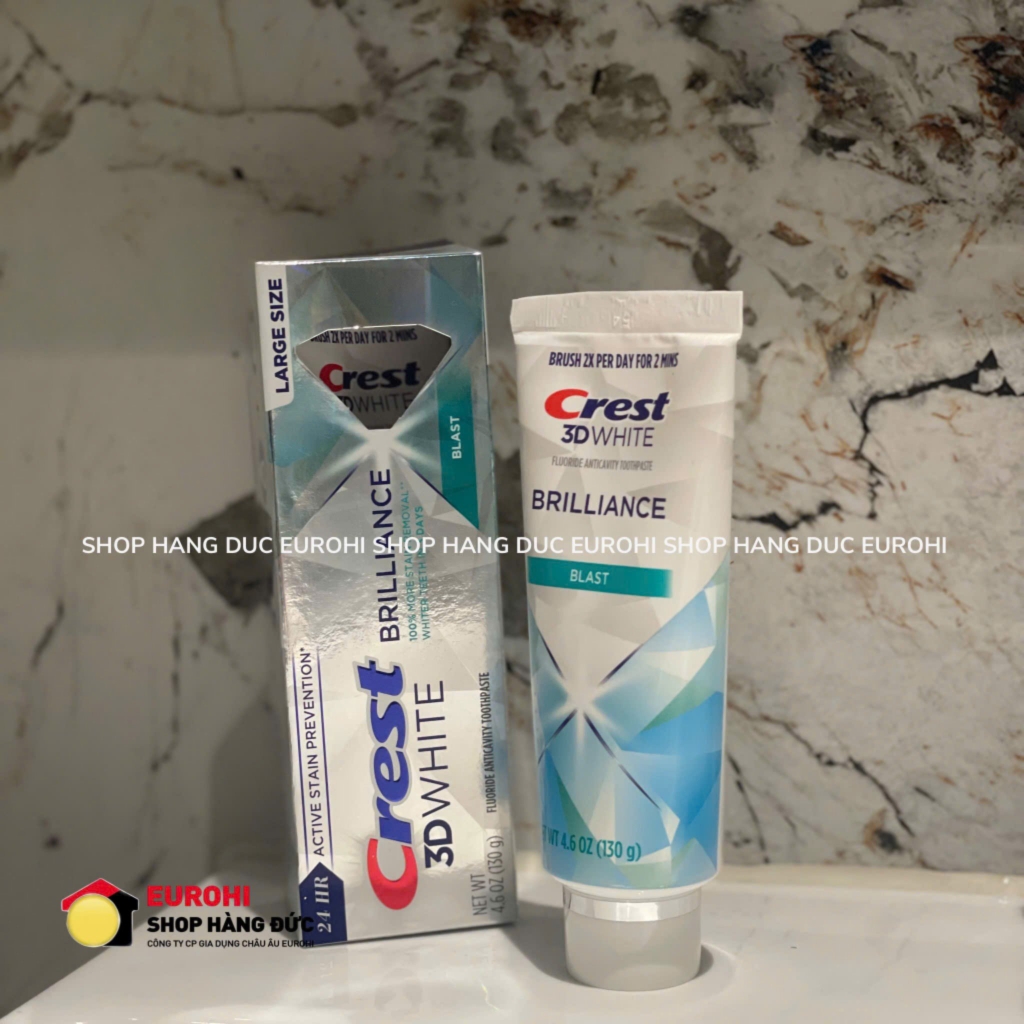 Kem đánh răng Crest 3D White Brilliance 130g Blast (màu xanh)