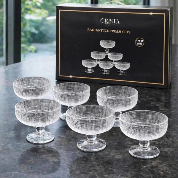 Bộ 6 ly đựng kem Crista 300ml màu trắng (60234-W)