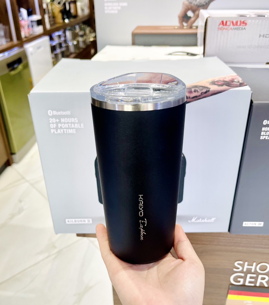 Cốc giữ nhiệt 2 lớp inox Kaiyo 500ml màu đen