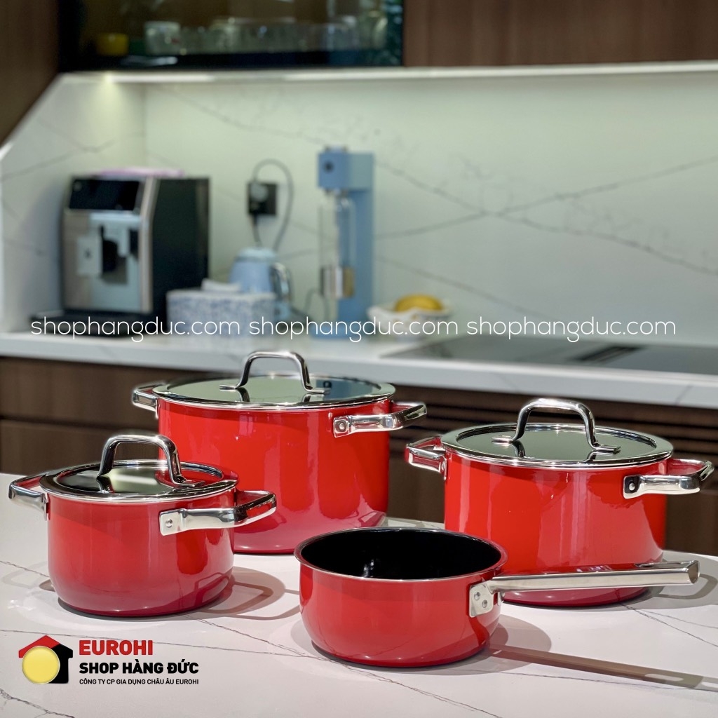 Bộ nồi WMF Fusiontec Mineral Pro Red 4 món màu đỏ - Made in Germany (0519585290)