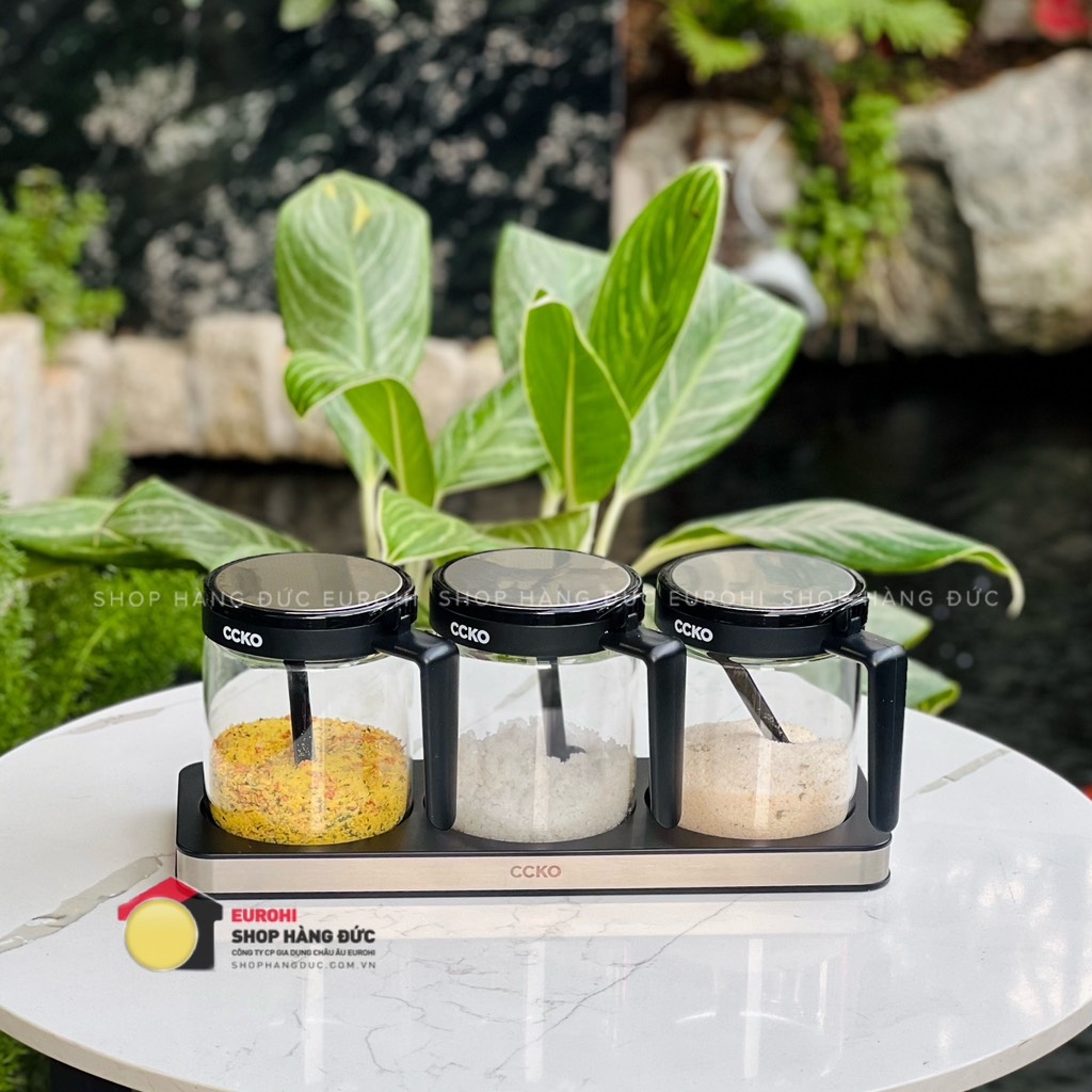 Set 3 hộp đựng gia vị CCKO thuỷ tinh 2 lớp