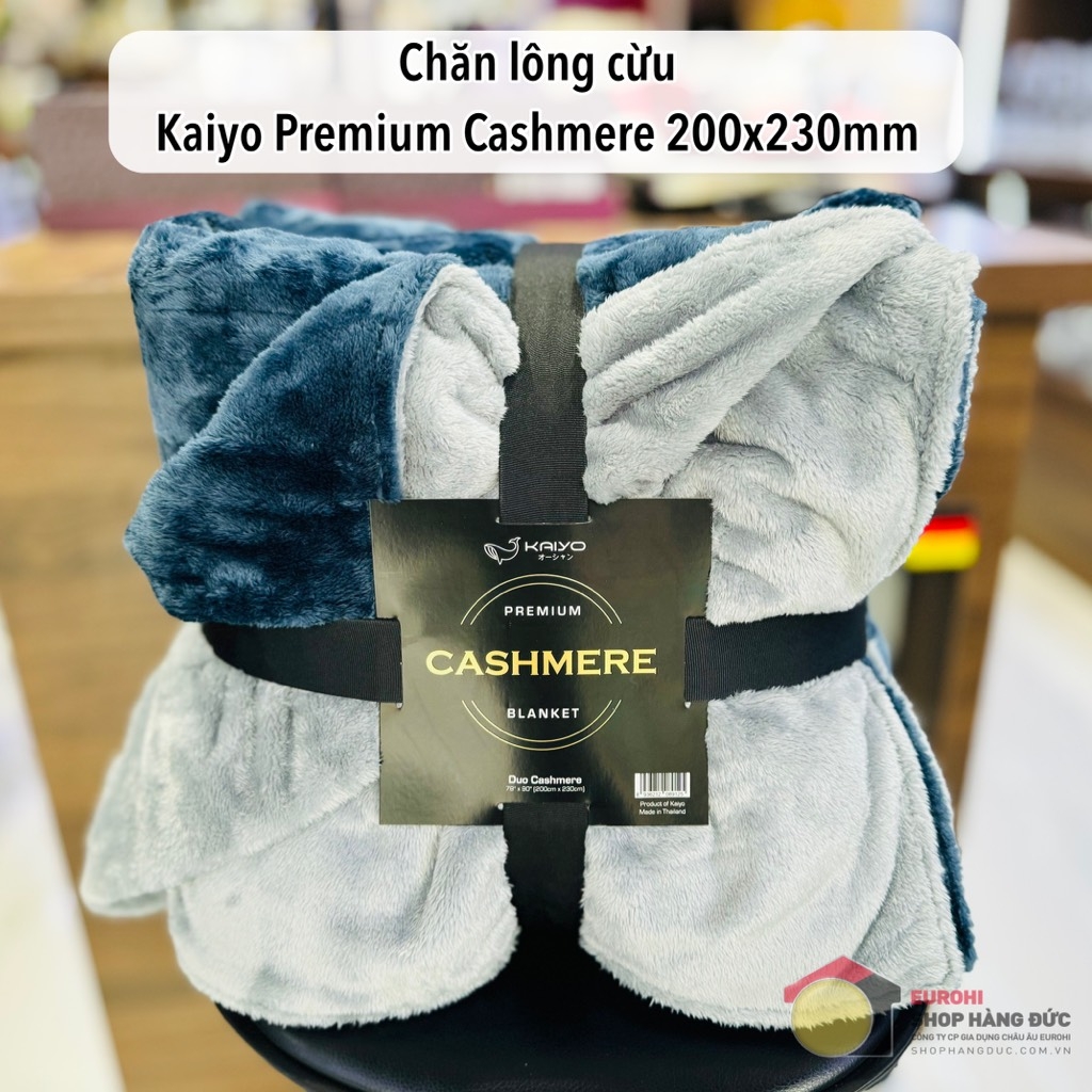 Chăn lông cừu Kaiyo Premium Cashmere 200x230mm màu xanh blue