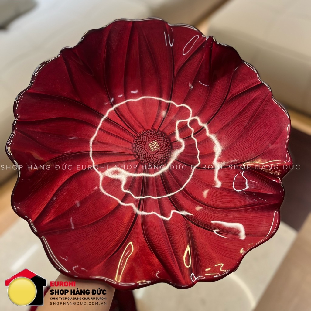 Đĩa pha lê IVV Magnolia hoa đỏ 41cm (P/IT/IVV/6051.2/410/R)