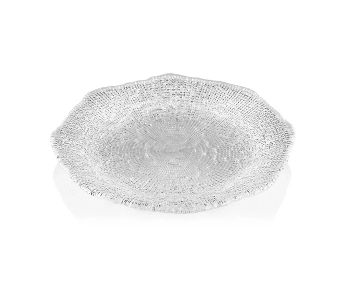 Đĩa pha lê sâu lòng La Vetreria by IVV 28cm Diamante trắng 5530.2 (Handmade in Italy)
