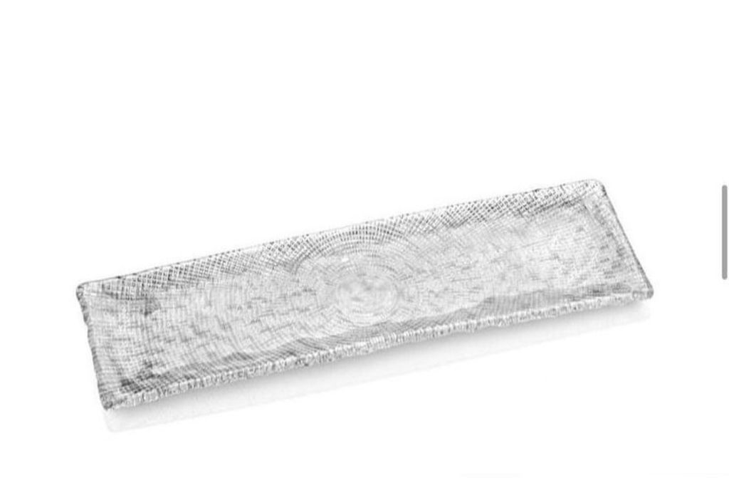 Đĩa pha lê chữ nhật IVV Handmade Home & Table 43x13cm diamante trắng (Handmade in Italy)