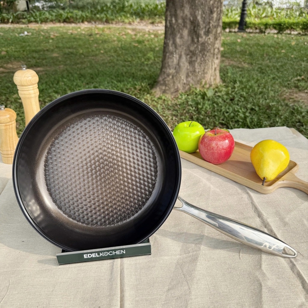Chảo chống dính Edelkochen Coco Brown size 24cm vân nổi