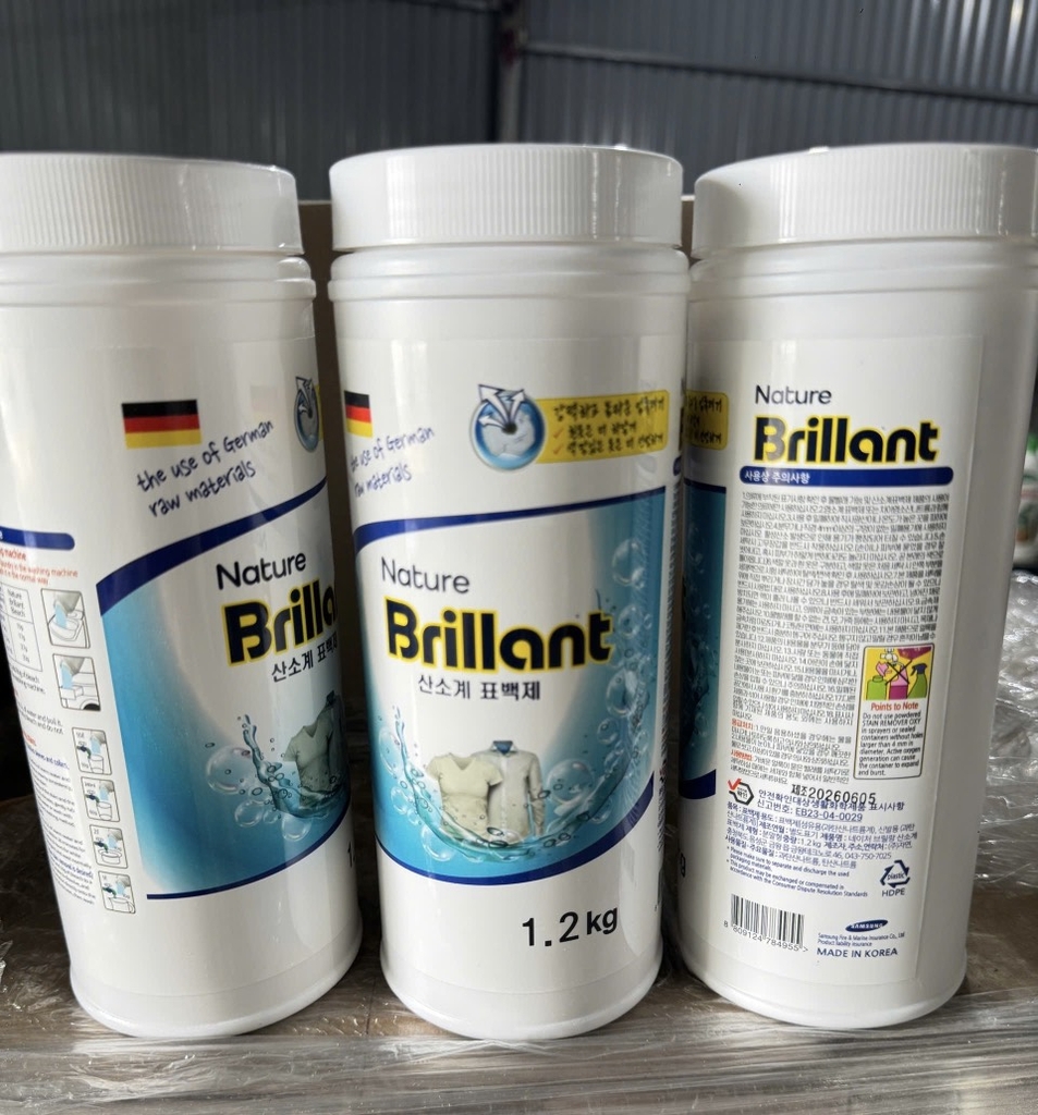 Hộp bột giặt tẩy quần áo trắng Brillant 1,2kg
