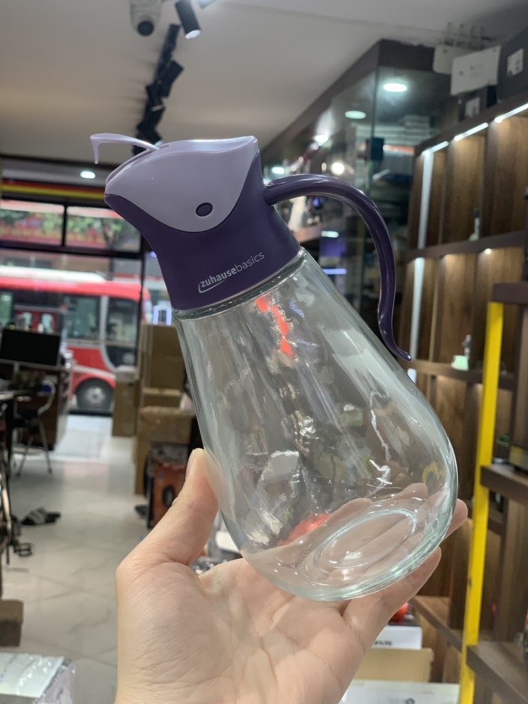 Chai dầu dấm Zuhause 550ml màu tím (dáng lùn)