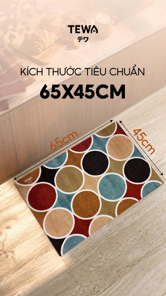 Thảm chân nano khô nhanh 65 × 45cm TEWA, 80076-VT màu sắc