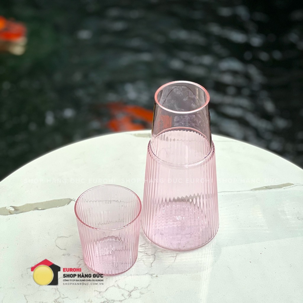 Bình thuỷ tinh Kela kèm nắp 800ml màu hồng