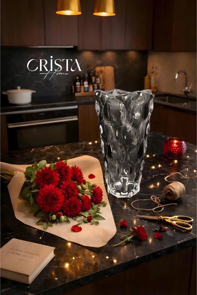 Lọ hoa thuỷ tinh Crista Home 28*16cm màu xám khói 60230-GR