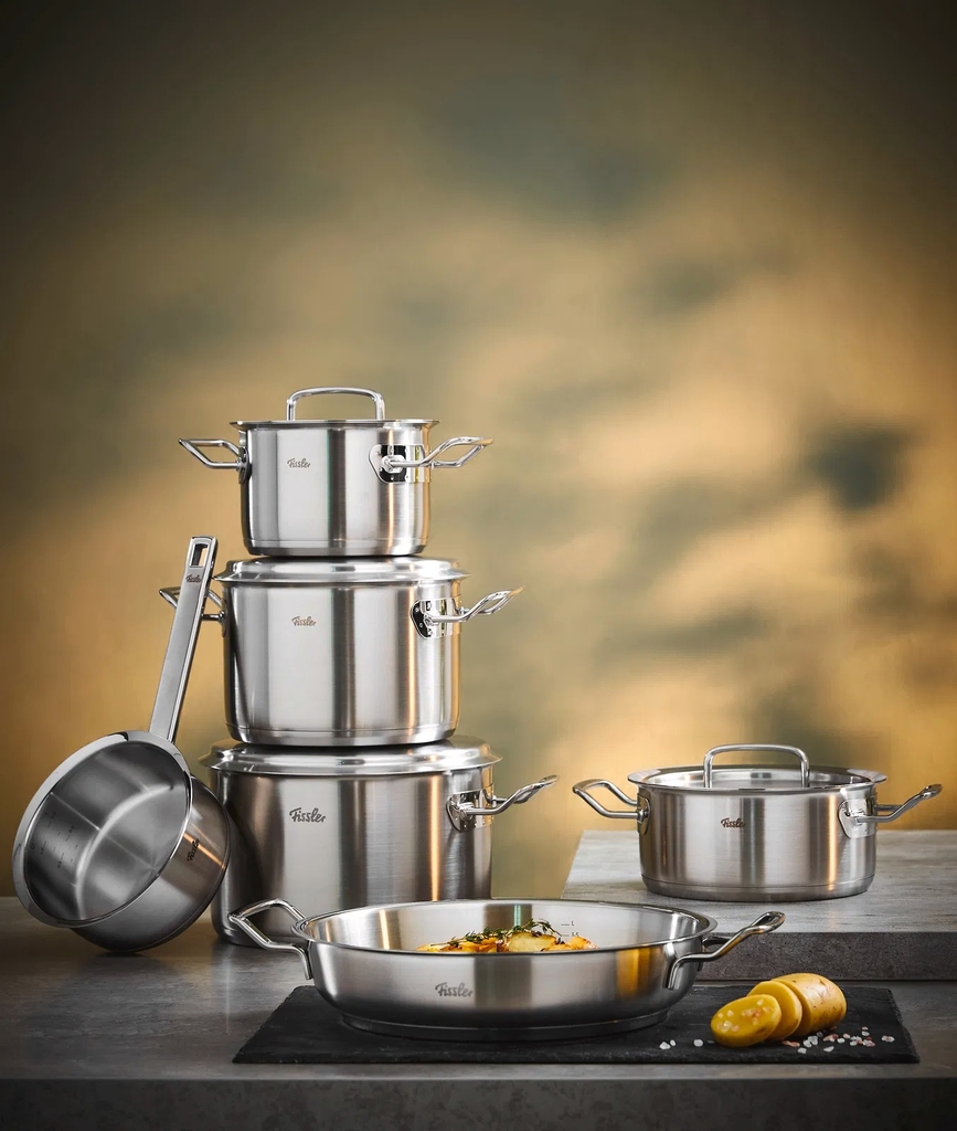 Bộ nồi Fissler Original Profi 6 món nắp inox (chảo 2 quai) - 4009209384924