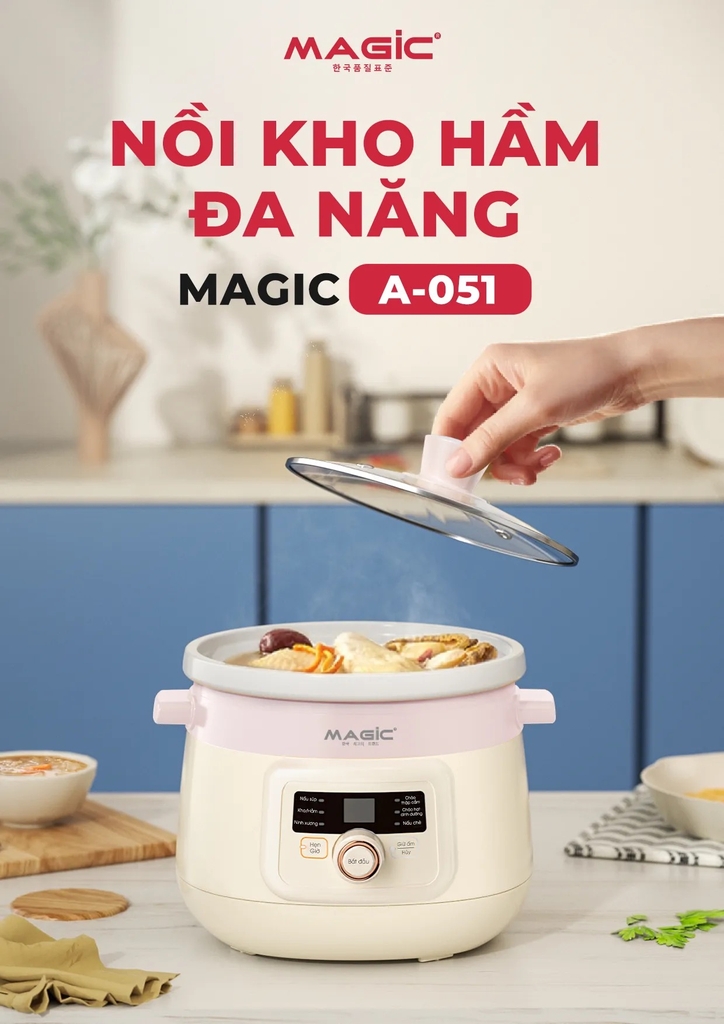 Nồi nấu chậm đa năng Magic A-051 viền hồng