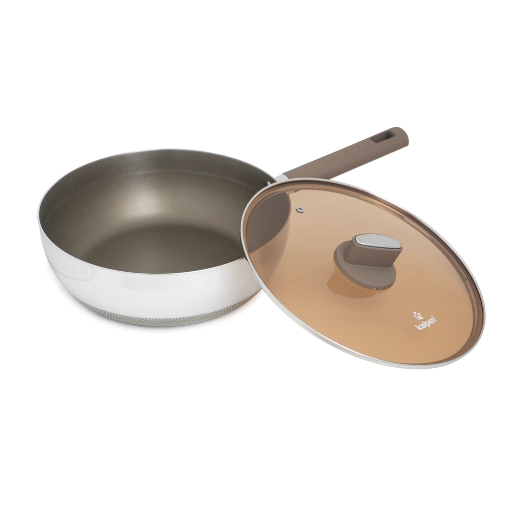 Chảo inox Kalpen có vung kính 26cm (TS26)