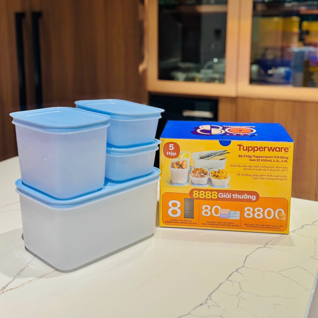 Bộ 5 hộp Tupperware trữ đông Gen II 450ml, 1.1L, 2.5L (511186430)