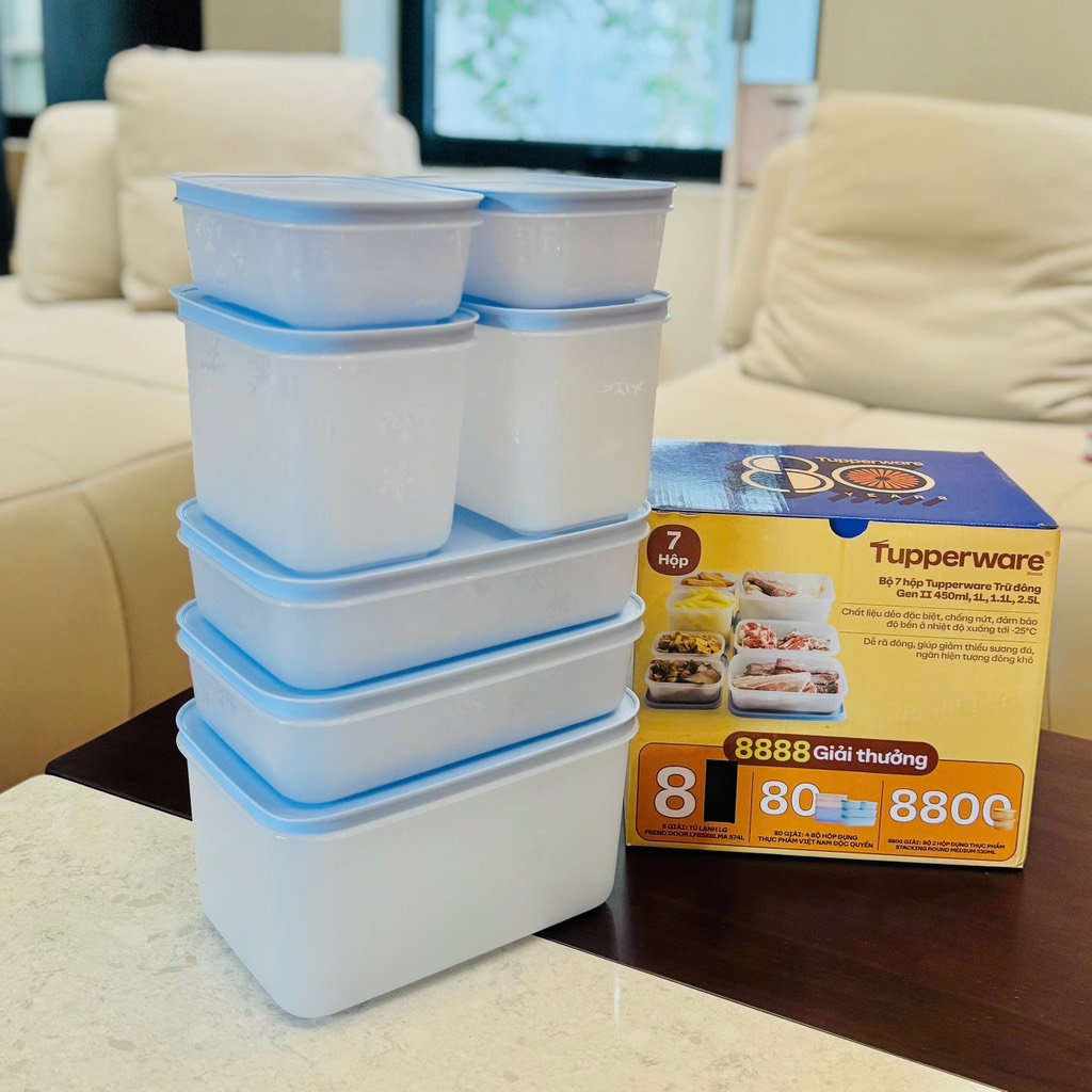 Bộ 7 hộp Tupperware trữ đông Gen II 450ml, 1L, 1.1L, 2.5L (711187073)