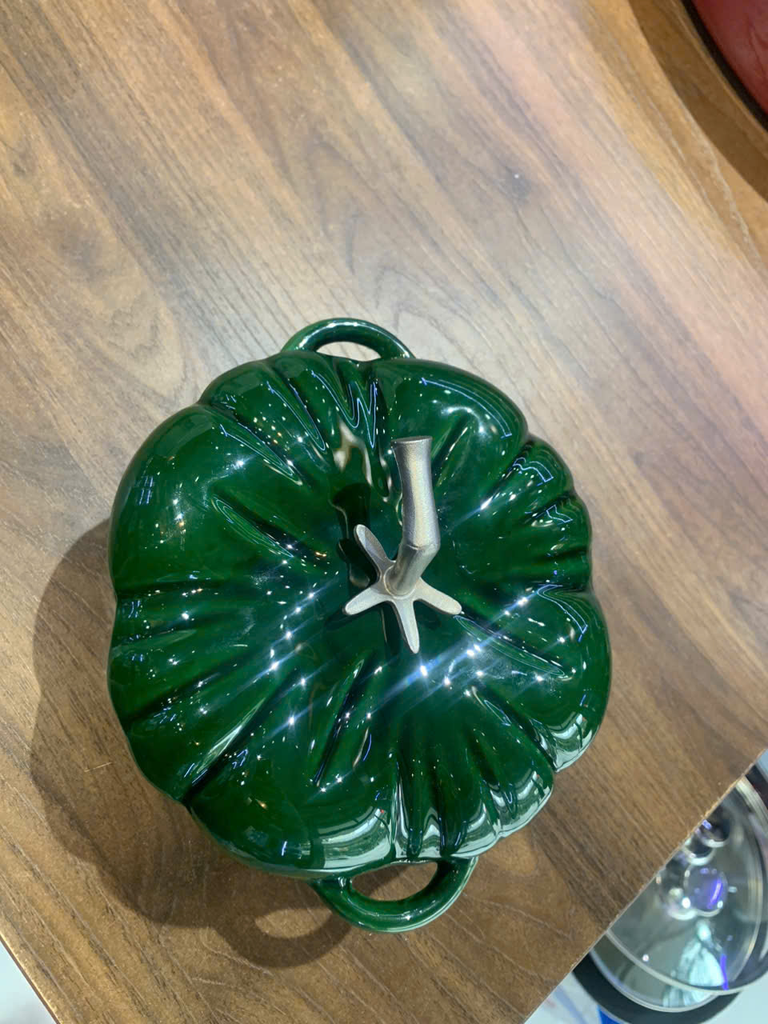 Nồi gang mini bí ngô 16cm 0.8L màu xanh