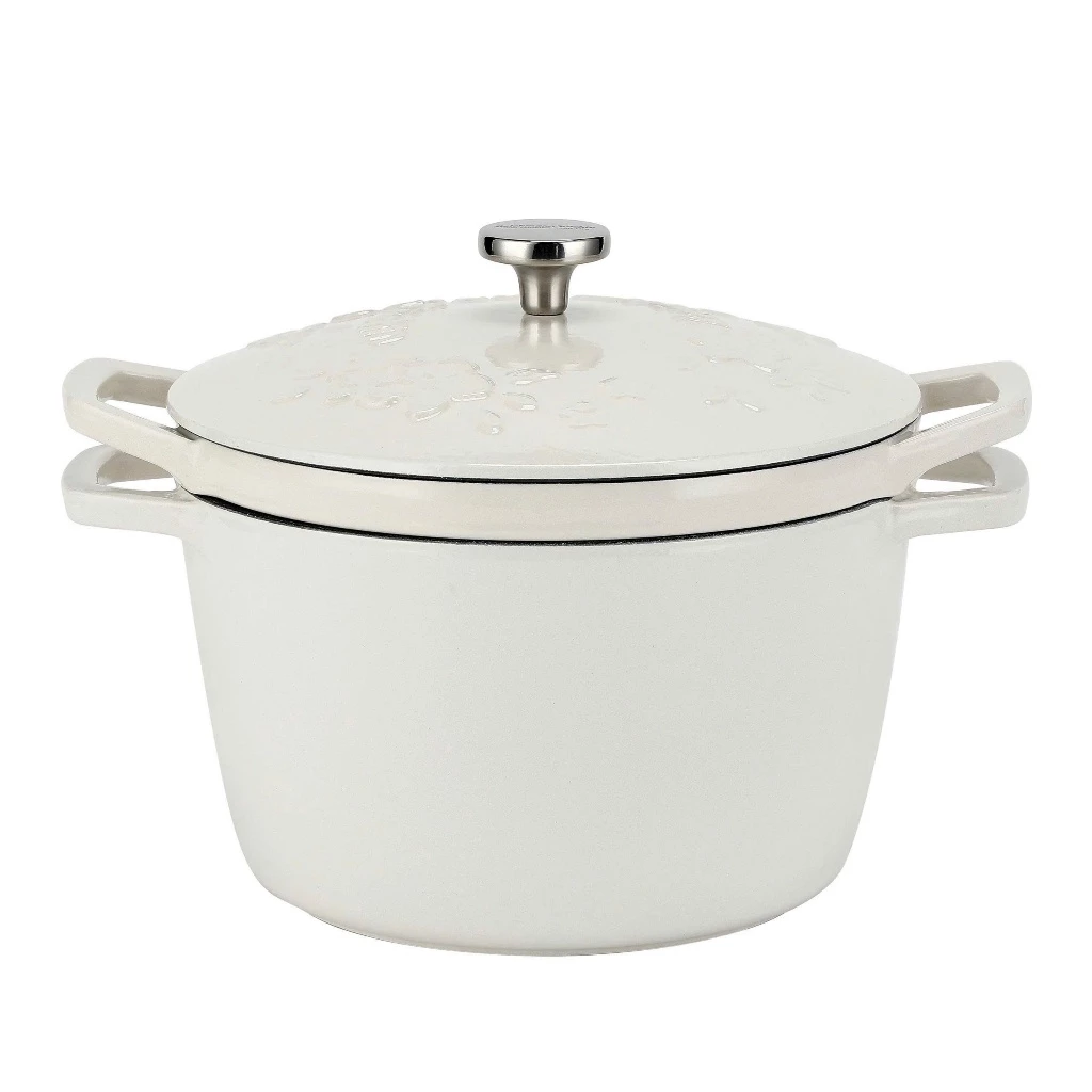 Bộ nồi chảo gang tráng men Reichmann Kochin Sakura Flame 22cm màu trắng (R908-W)