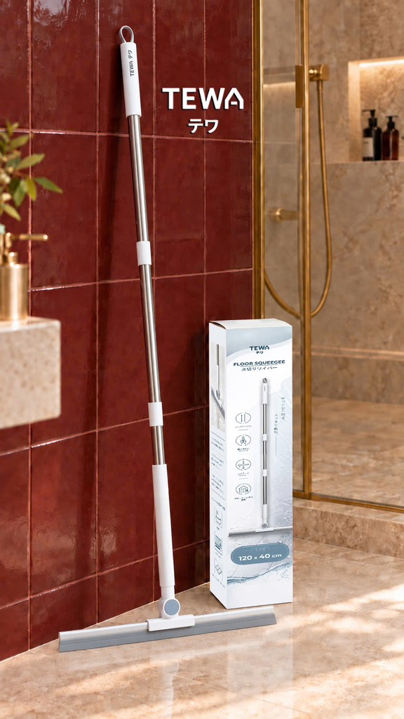 Cây gạt nước cán dài inox đa năng Tewa 120*40cm tặng 1 gạt kính ngắn (80097)