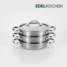 Bộ nồi chảo inox 5 lớp nguyên khối Edelkochen Chak Chak 16cm - màu Mirror