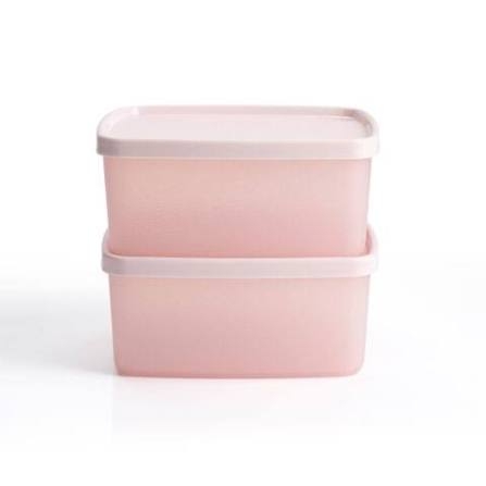 Bộ 2 hộp đựng thực phẩm Tupperware trữ khô và mát Stacking Square Small 400ml (11184481)