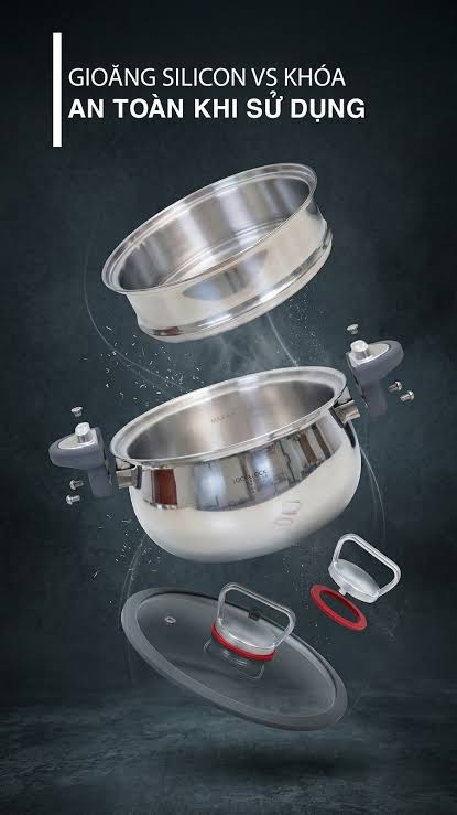 Nồi tăng áp/bán áp suất Lock&King LK-3122 (kèm xửng hấp)