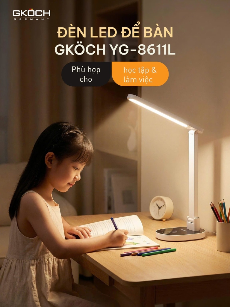 Đèn học chống cận Gkoch YG-8611L (sạc điện)