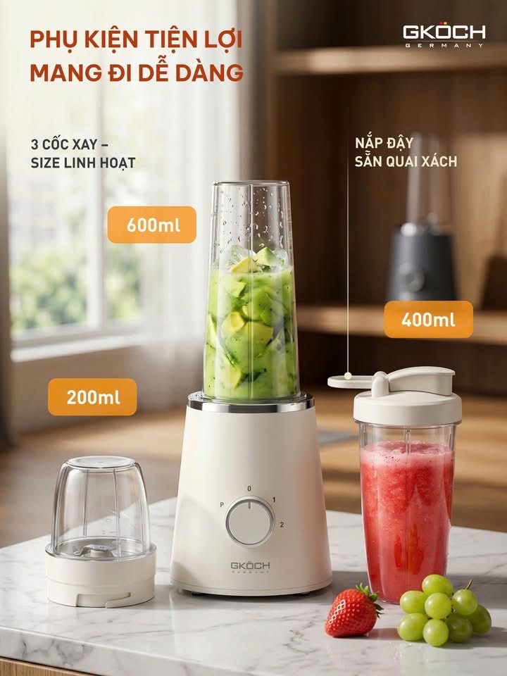 Máy xay sinh tố để bàn Gkoch B25 màu kem
