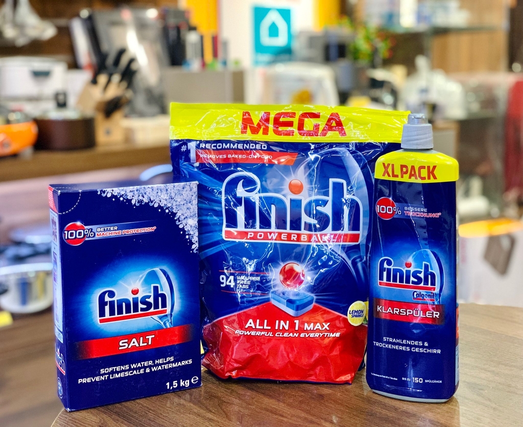 Combo viên rửa finish 94 viên ( muối 1,2kg, bóng 750ml)