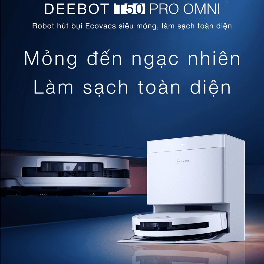 Robot hút bụi lau nhà Ecovas Deebot T50 Pro Omni (Màu trắng)