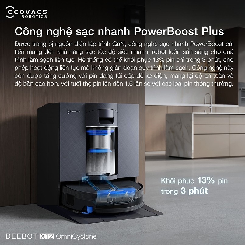 Robot hút bụi lau nhà Ecovacs Deebot X12 OmniCyclone