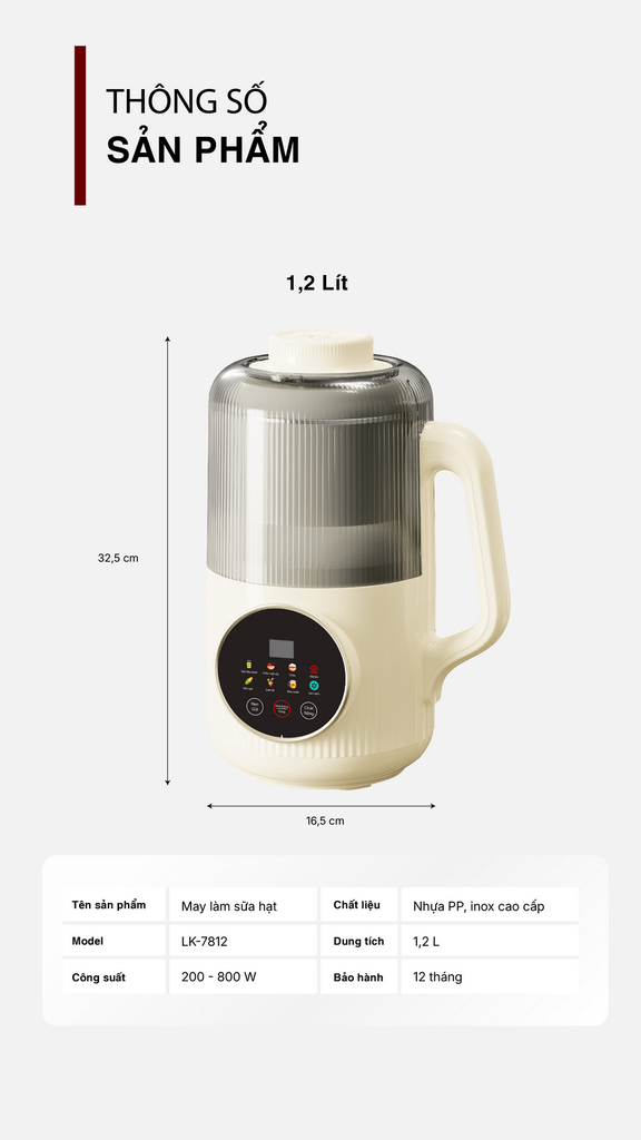 Máy làm sữa hạt chống ồn Lock&King (LK-7812)