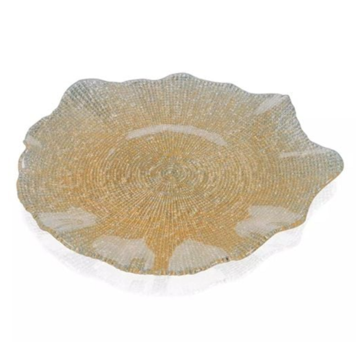 Đĩa pha lê IVV Folies Gold Glitter 37cm (8287.3/370/G) màu vàng