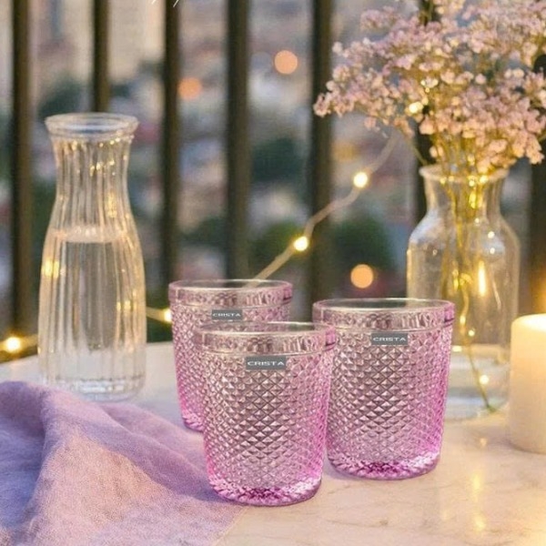 Bộ 4 cốc vân kim cương Crista 300ml màu tím
