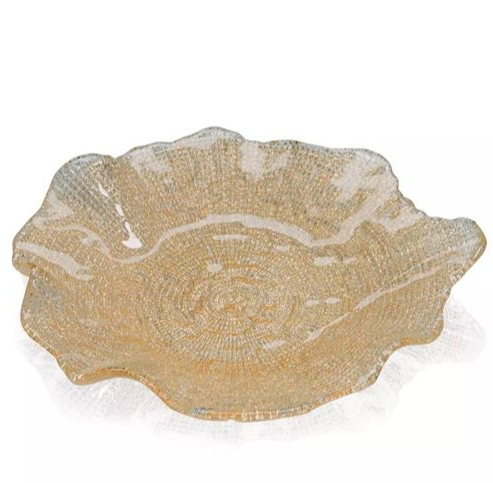 Đĩa pha lê IVV Folies Gold Glitter 28cm (8288.3/280/G) màu vàng