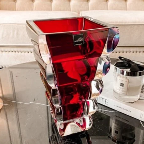 Lọ hoa pha lê Rogaska Adria 25cm màu đỏ (1065830/25/R)