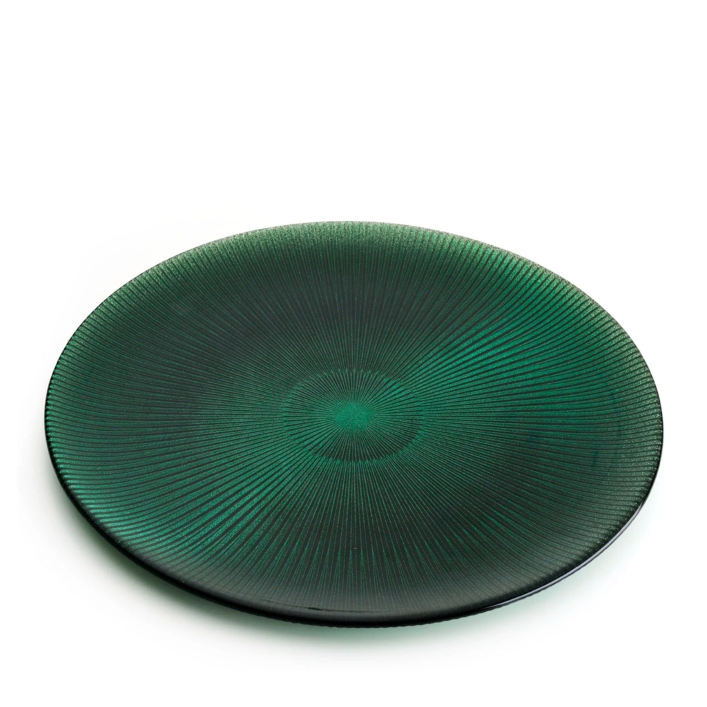 Đĩa pha lê IVV Noel Centerpiece Pine Green Glitter 37cm (8635.8/370) màu xanh
