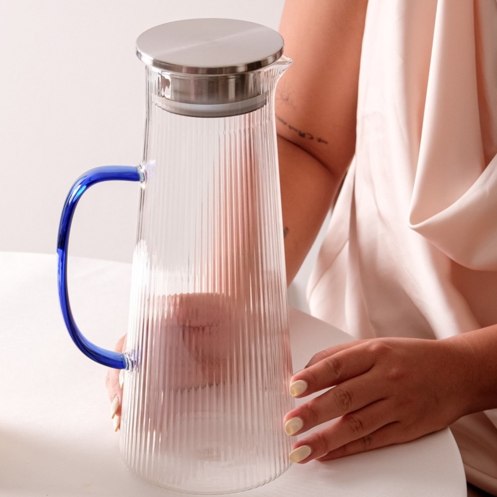 Bình nước pha lê IVV Narciso Borosilicate 1.6L xanh dương (8805.1/1600/B)