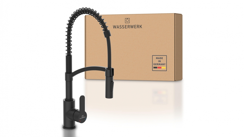 Vòi rửa bát Wasserwerk WK 3 Black with spiral spring 700556 màu đen - Made in Germany