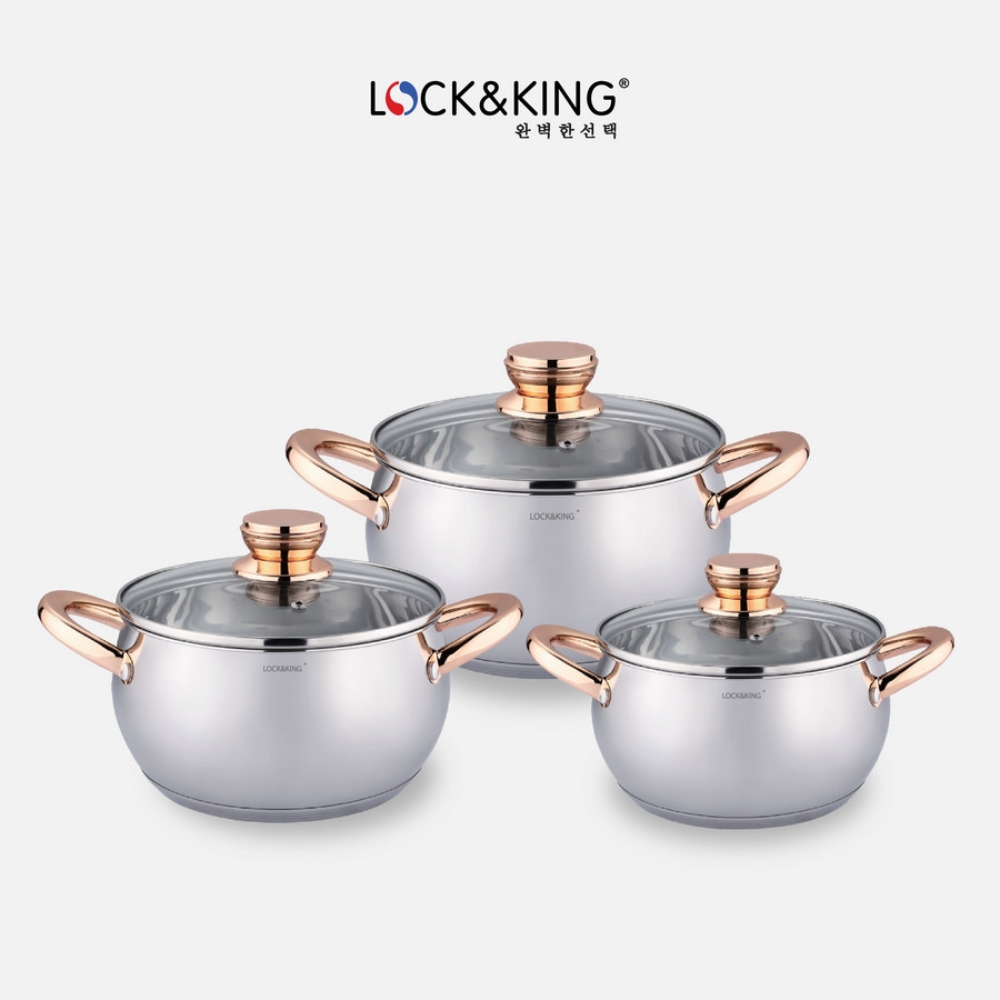 Bộ nồi inox 5 đáy 3 món Lock&King (LK-336A)