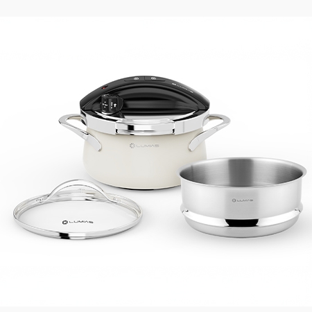 Nồi áp suất Lumias 3L LPC-068 Ivory Steamer kèm khay hấp (màu kem)