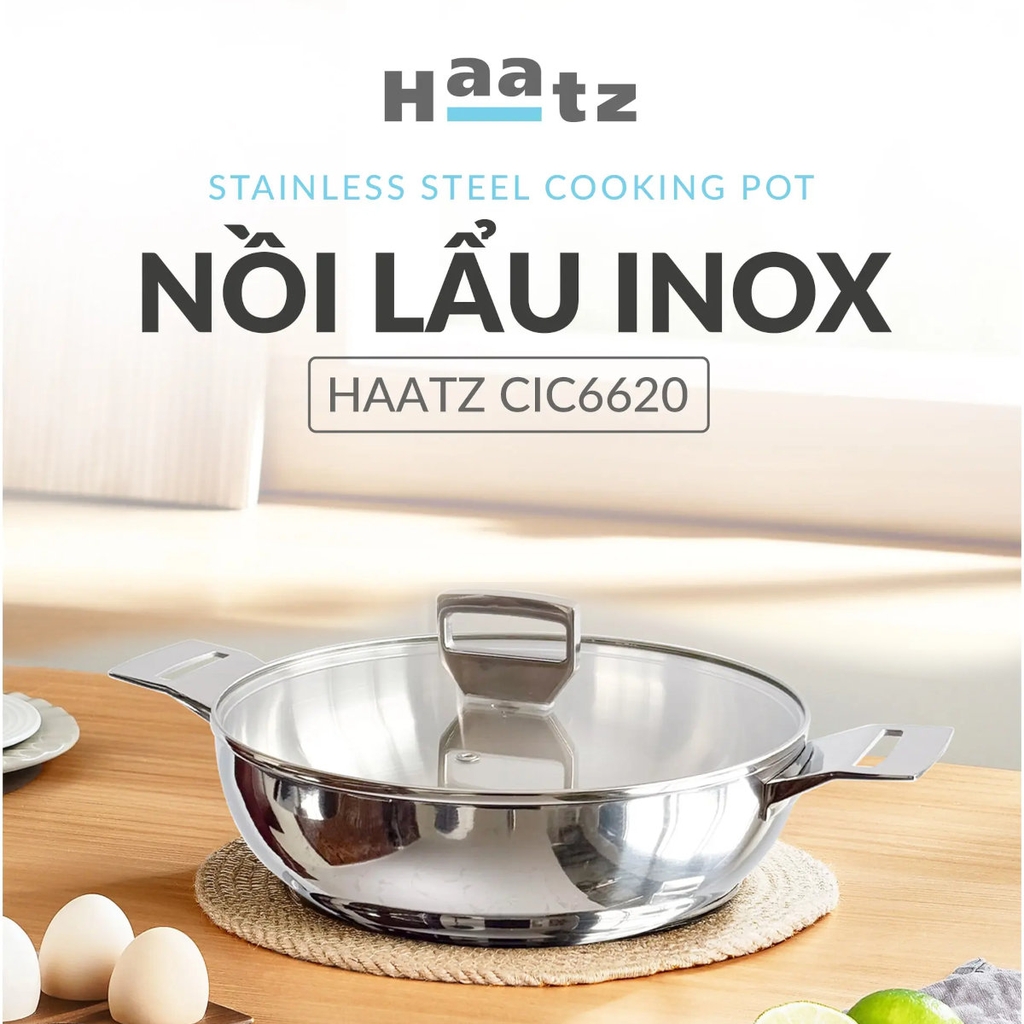 Nồi chảo lẩu Haatz inox liền khối 26cm CIC6620