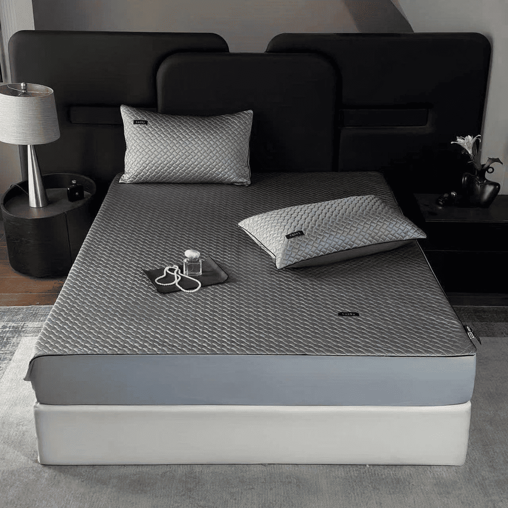 Bộ ga và vỏ gối Tencel Ice ghi 1m6*2m