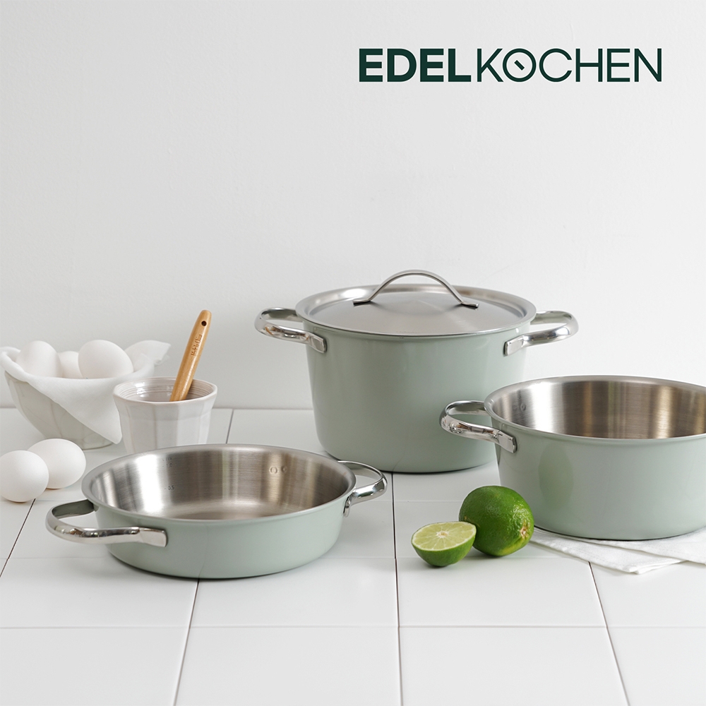 Bộ nồi chảo inox 5 lớp nguyên khối Edelkochen Chak Chak collection 18cm - màu Eco Green