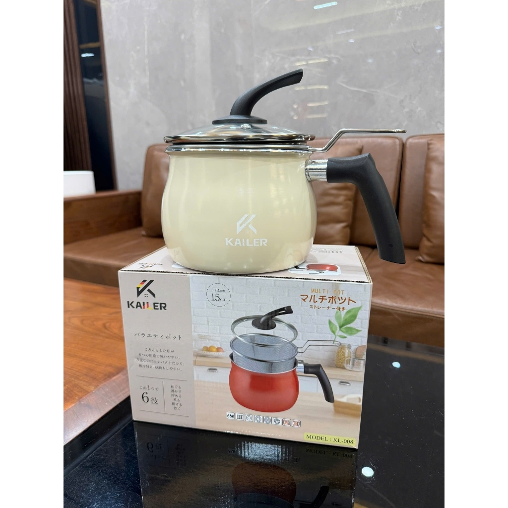 Nồi chiên ngập dầu Kailer KL-008 2.6L kèm giỏ inox màu kem